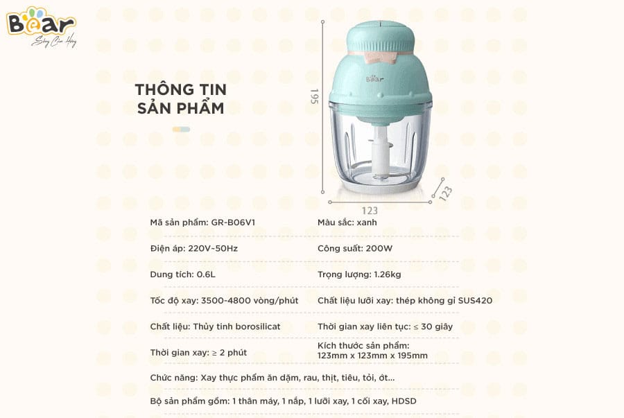 May xay an dam Bear B06V1 2 Máy xay ăn dặm Bear B06V1 công dụng