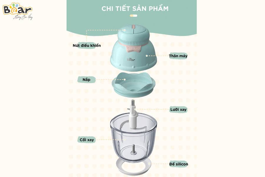 May xay an dam Bear B06V1 4 Máy xay ăn dặm Bear B06V1 cấu tạo